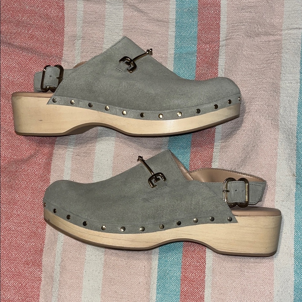 Sam Edelman Suede Hilda Bit Slingback Clogs Mineral Green Size 10